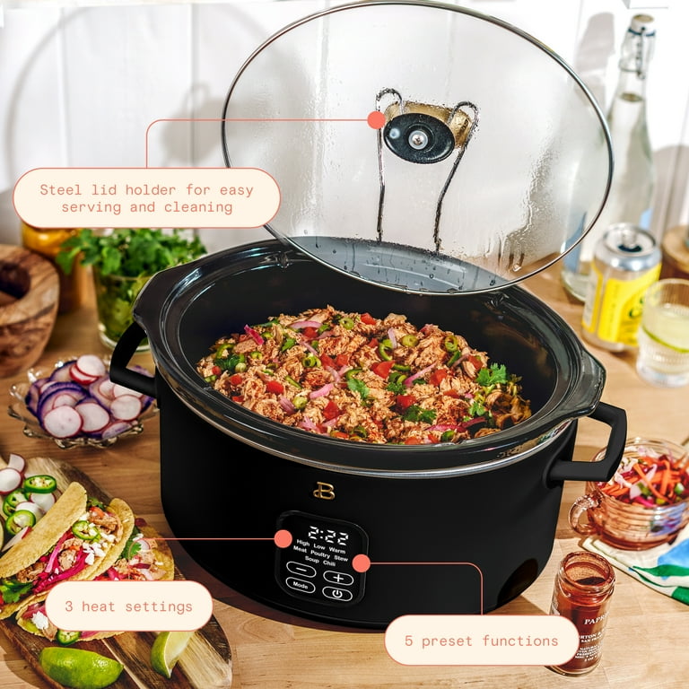 Beautiful 6 Qt Programmable Slow Cooker, Black Sesame by Drew