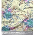 thumbnail image 1 of Soimoi Yellow Cotton Voile Fabric Leaves,Pink & Blue Floral Fabric Prints by Yard 42 Inch Wide, 1 of 1