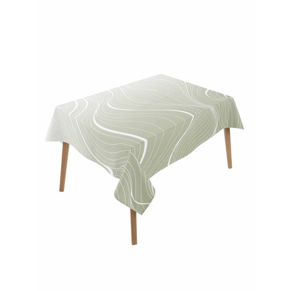 Sage Green Geometric Table Cloth, Modern White Stripe Distortion Art Waterproof Tablecloth for Rectangle Tables, Reusable Washable Fabric Table Cover for Restaurant Kitchen Dining Tables 60"x84"