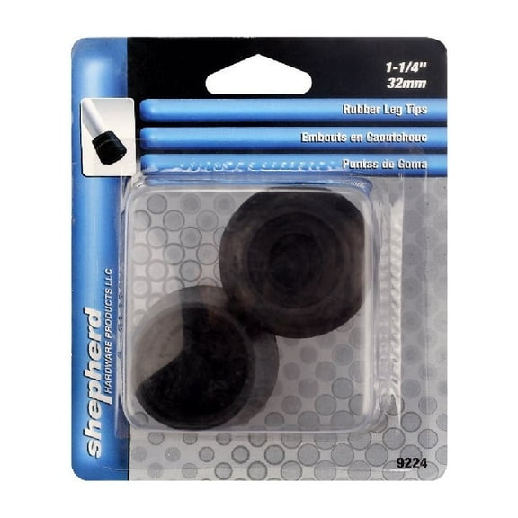 Shepherd Hardware 9224 Furniture Leg Tip, Round, Rubber, Black, 1-1/4 in Dia