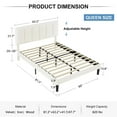 thumbnail image 6 of VECELO Queen Size Upholstered Platform Bed Frame, Adjustable Headboard and Wooden Slats Support, No Box Spring Needed/Easy Assembly, White, 6 of 7