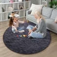 thumbnail image 2 of KIXINWA Grey Purple Round Rug for Girls Bedroom, Fluffy Circle Rug for Kids Room, 4x4 Feet Fuzzy Circular Rug, Soft Plush Area Rug for Bedroom, Non Slip Shaggy Living Room Rug, 2 of 5