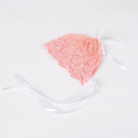 Sombrero ajustable con lazo de seda y encaje para niña recién nacida (rosa)