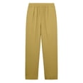 thumbnail image 6 of Linen Capri Pants for Women Elastic High Waist Tulip Hem Capris Loose Wide Leg Beach Cropped Trousers with Pockets Yellow L, 6 of 9
