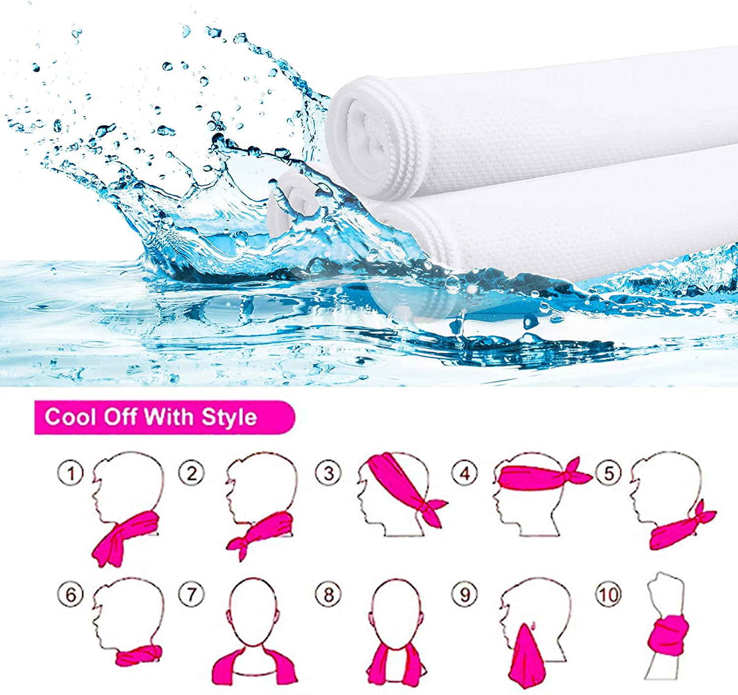 Riding Workout and Many Activities Golf Running Sublimation Blanks Towel Cooling Towel 40 x 12 Inch White Ice Towel Microfiber Towel Soft Breathable Chilly Towel for Yoga 6 Pieces Gym