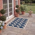 thumbnail image 3 of SAFAVIEH Courtyard Amanda Geometric Indoor/Outdoor Area Rug, 4' x 4' Square, Navy/Beige, 3 of 11