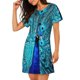 thumbnail image 2 of Balery Beautiful Blue Peacock Camisón de manga corta con cuello redondo para mujer, cómodo y elegante., 2 of 6