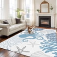 thumbnail image 3 of Navy Blue Octopus Coastal Large Area Rugs for Bedroom Living Room, Soft Non Slip Carpet Bedside Rug, Nautical Coral Starfish Rectangular Floor Cover Kitchen Accent Rug 6'x9' for Dining Room/Office, 3 of 9