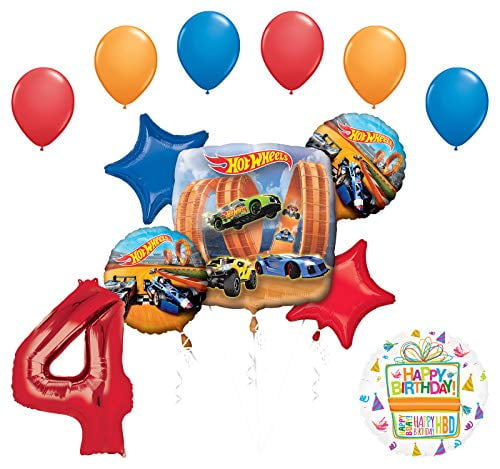 Mayflower Products Hot Wheels Party Supplies 4th Birthday Balloon