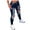 Dark blue, variant on Winter Fall Plus Size Womens Pants Solid Color Hole Low Waist Jeans Flares Ankle Trouser Casual Pant