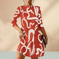 thumbnail image 1 of Fankiway Mode Femmes Décontractée Ample Col Rond Manches Mi-Longues Robe Confortable Imprimée Grande Taille Robes pour Femmes Rondes Printemps Robes pour Femmes 6909, 1 of 6