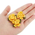 thumbnail image 4 of Uxcell Mini Satin Ribbon Roses Small Rosettes Fabric Flowers with Green Leaves Yellow 30 Pcs, 4 of 6