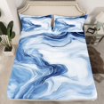 thumbnail image 2 of Homewish Abstract Art Fluid Twin Sheet Sets,Marble Texture Twin Fitted Sheet,Blue White Flat Sheet For Girls Boys,Breathable Home Decor,3pcs, 2 of 7