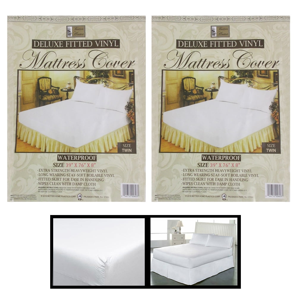 Bed Cover Twin Size Fitted Sheet Zippered Plastic Mattress Protector Waterproof 