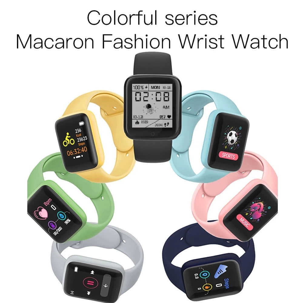 Banyan St Concreet Macaron Y68 D20S Smart Horloge Waterdicht Bluetooth Bloeddruk Fitness  Tracker Hartslagmeter Smartwatch - Walmart.com