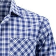 thumbnail image 5 of Fnnxeal Men's Stretchy Navy Plaid Shirt - Size S, Long Sleeve Button Down - Cotton Blend, Chest Pocket - Casual Spring Fall Versatile, 5 of 5