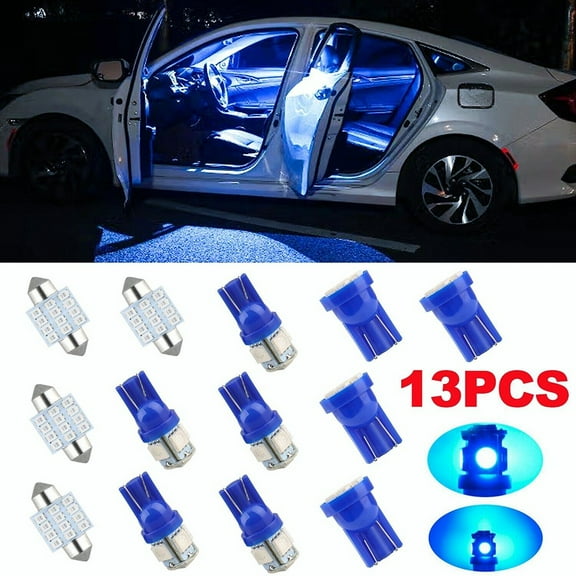 13PCS/set Blue Led Lights Interior Package 12V for Dome License Plate Lamp Bulbs