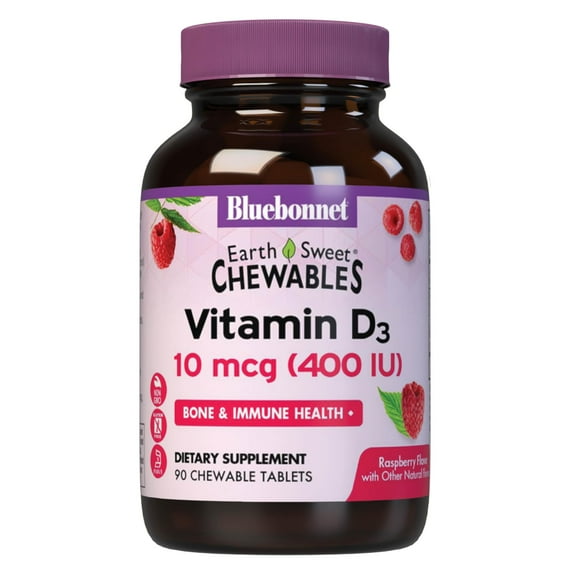 Bluebonnet Nutrition EarthSweet Chewable Vitamin D3 400 IU, 90 Count
