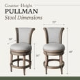 thumbnail image 4 of Maven Lane 26" Counter Height Bar Stool - Handcrafted Swivel Bar Stool with Reclaimed Oak Finish and Ash Grey Fabric Upholstery - Bring Seamless Style and Comfort to Kitchen Islands and Dining Spaces, 4 of 7
