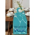 thumbnail image 4 of Table Runner Dresser Scarves 120 Inch Long, Summer Swimming Pool Quote Linen Dining Table Runners Blue Pond Water Wave Tabletop Scarf for Wedding Holiday Party Kitchen, 4 of 7