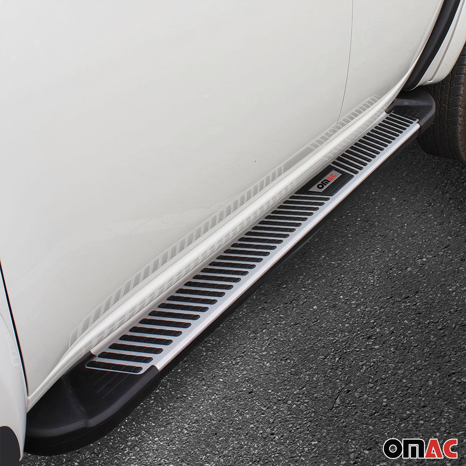 OMAC Side Step Nerf Bars Running Boards for Toyota RAV4 2006-2012 Black Silver 2Pcs