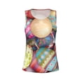 thumbnail image 4 of Xecao Easter Eggs print women's scoop neck, loose-fit workout tank tops for the gym., 4 of 9
