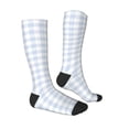 thumbnail image 3 of Daiia Sports Socks Blue Checkboard Printed Novelty Crew Socks for Men Women Knee High Socks Cotton Socks Soft & Breathable Support Unisex Socks, 3 of 9