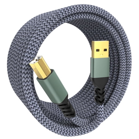 Sinoacc USB A to USB B Printer Cable 10ft, Nylon Braided High Speed Scanner Printer Cable Compatible with HP Canon Dell Epson Brother Lexmark Xerox Piano DAC and More, Gold-Plated Connectors