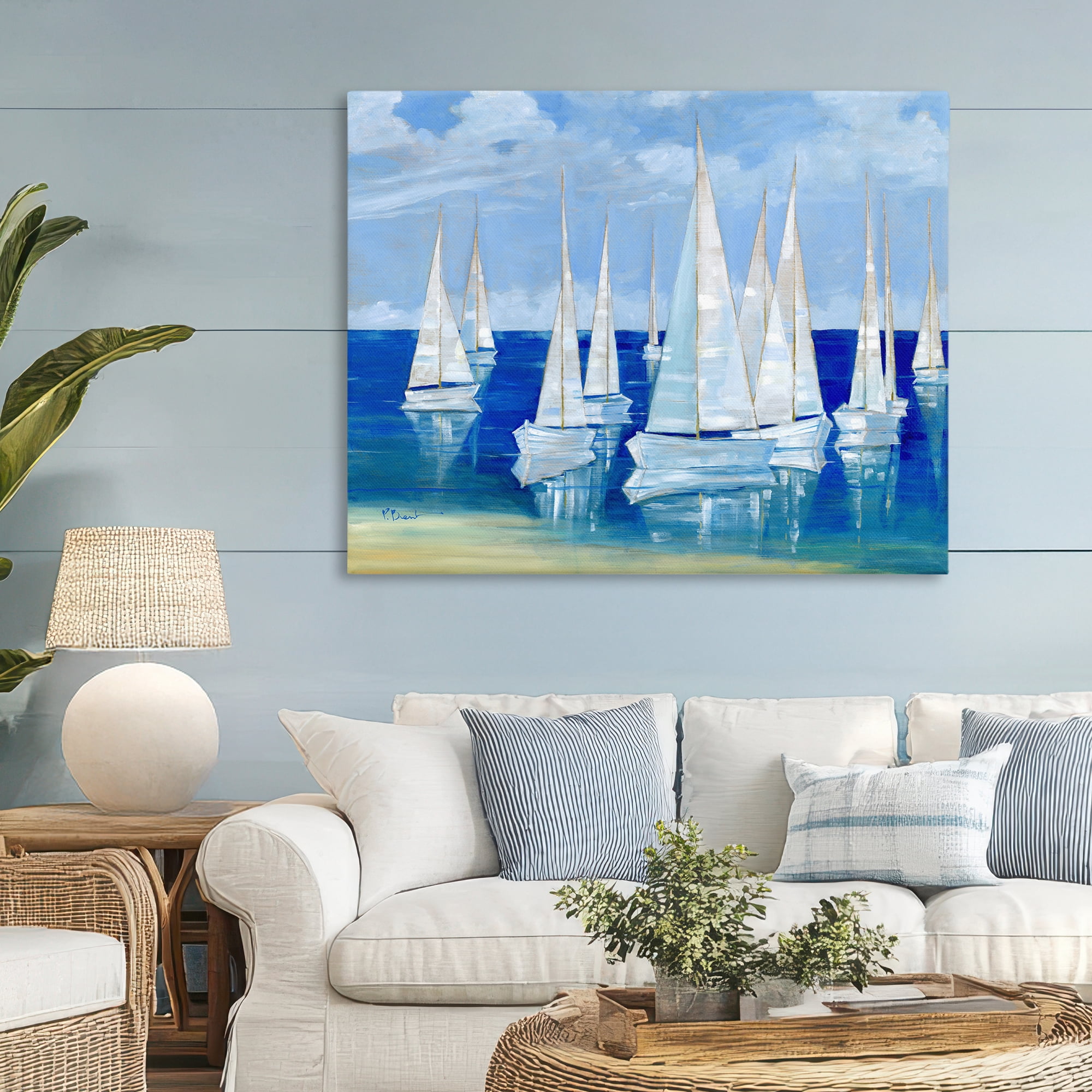 Stupell Industries Blanco Beach Sailboats Canvas Wall Art, design by Paul Brent