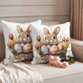thumbnail image 2 of Outdoor Pillow Covers Spring Easter Egg Bunny on White Waterproof Pillow Cases 24x24 Set of 2, Colorful Flower Leaf Throw Pillow Cover Pillowcase for Patio Balcony Couch Garden, 2 of 9