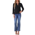 thumbnail image 2 of INSPIRE CHIC Women's Boho Half Button Placket Long Sleeve Lace Crochet Blouses, 2 of 6