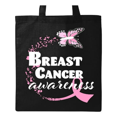 - Breast Cancer Awareness Butterfly and Ribbon Tote Bag Black One Size