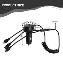 USB Car Charger with Voltage Display and 3 in 1 Cable for Multiple Devices