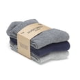 thumbnail image 3 of HUGH UGOLI Men's Cotton Diabetic Ankle Socks, Wide, Loose and Stretchy, Seamless Toe & Non Binding Top, Semi Cushion, 3 Pairs, Melange Grey/Navy Blue/Light Grey, Shoe Size: 8-11, 3 of 4