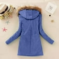 thumbnail image 4 of HBFAGFB Womens Winter Coats Warm Thickened Overcoat Trendy Drawstring Jackets with Hood Blue Size L, 4 of 4
