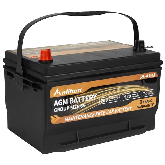 Anlibatt Car AGM Battery Group Size 65 Start Stop Battery 12V 70Ah 750CCA Maintenance Free Rechargeable