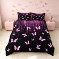 thumbnail image 3 of Homewish Neon Butterfly Bedding for Girls, Black Pink Duvet Cover Full, Black Reversible, 3 Piece 1 Duvet Cover and 2 Pillowcases, 3 of 6