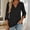 Black, variant on Loose Fit Womens V-Neck Blouse 3/4 Sleeve Casual Top with Button Tabs, Soft Polyester Spandex, Relaxed Fit Tunic, Forest Green,Size L