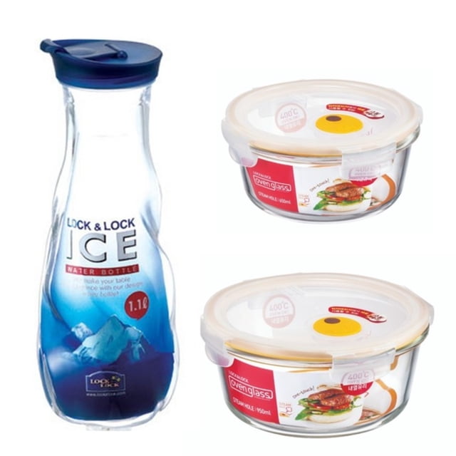 Set de Botella y Refractarios Redondos De Vidrio Lock&Lock Lock & Lock HAP82T