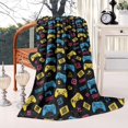 thumbnail image 2 of Yellow Blue Controllers Games Icons Black Pattern Blanket,Comfortable Soft Flannel Throw Blanket,All Season,Warm Lightweight Blankets for Sofa Bed Couch Living Room Chair,40"x50", 2 of 4