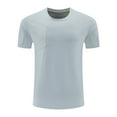 thumbnail image 2 of Running T-Shirts for Men with Zipper Pocket Short Sleeve Tshirts Shirts Casual Solid Color Basic Pullover Slim-Fit Crewneck Tees Tops, 2 of 8
