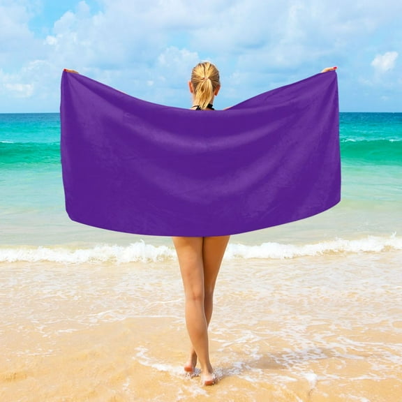Ryvnso Dark Purple Oversized Beach Towel Microfiber Bath Blankets Swimming Fitness 37" x 74"