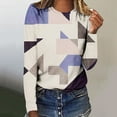 thumbnail image 4 of Long Sleeve Tops Round Neck Geometric Printed Tee Shirts Fall Casual Fashion Womens Graphic Tees Tshirts Plus Size (L, Purple), 4 of 5