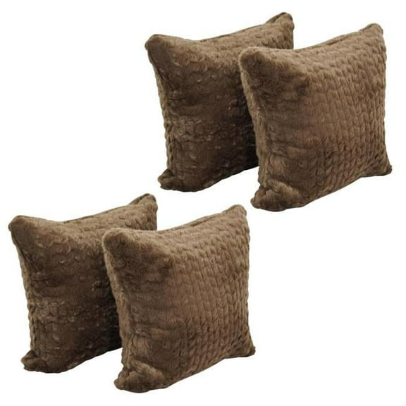 Blazing Needles 9910-S4-ID-153 17 in. Jacquard Throw Pillows with Inserts, Dainty Mocha - Set of 4