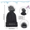 thumbnail image 5 of 2 Pcs Winter Pom Pom Beanie Hats for Women,Satin Lined Knitted Warm Cap for Outdoor(Black,Grey), 5 of 5