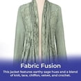 thumbnail image 5 of SAGEFINDS Sage Green Boho Jacket, Women’sLightweight Coat, Open Front Cardigan with Long Sleeves, Dressy or Casual Fashion - Small, 5 of 8