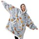 thumbnail image 1 of Manta portátil con capucha Giggling Getup Grey Cat Sherpa, 1 of 8