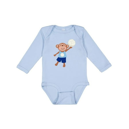 

Inktastic Volleyball Player Boys Cute Monkey Gift Baby Boy Long Sleeve Bodysuit