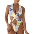 thumbnail image 1 of Trajes de baño para mujer Hawaiian Sexy Deep V Neck Front Cross Halter Traje de baño Cheeky Bottom Beachwear Sets Fridja  nalpqowj51033, 1 of 6