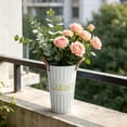 thumbnail image 5 of Naittoop Rustic Metal Flower Bucket Vintage Metal Handled Flower Pots Planter Bucket Herb Flower Holder for Railing Fence Balcony Deck Garden Home Decor 9.8 in White, 5 of 6